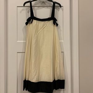 DVF cream and black babydoll dress